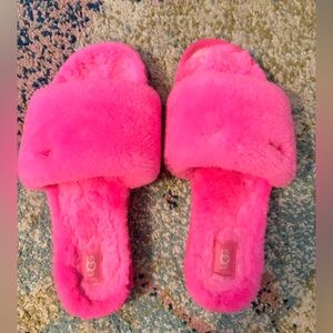 UGG Vibrant Pink Fluffy Slippers